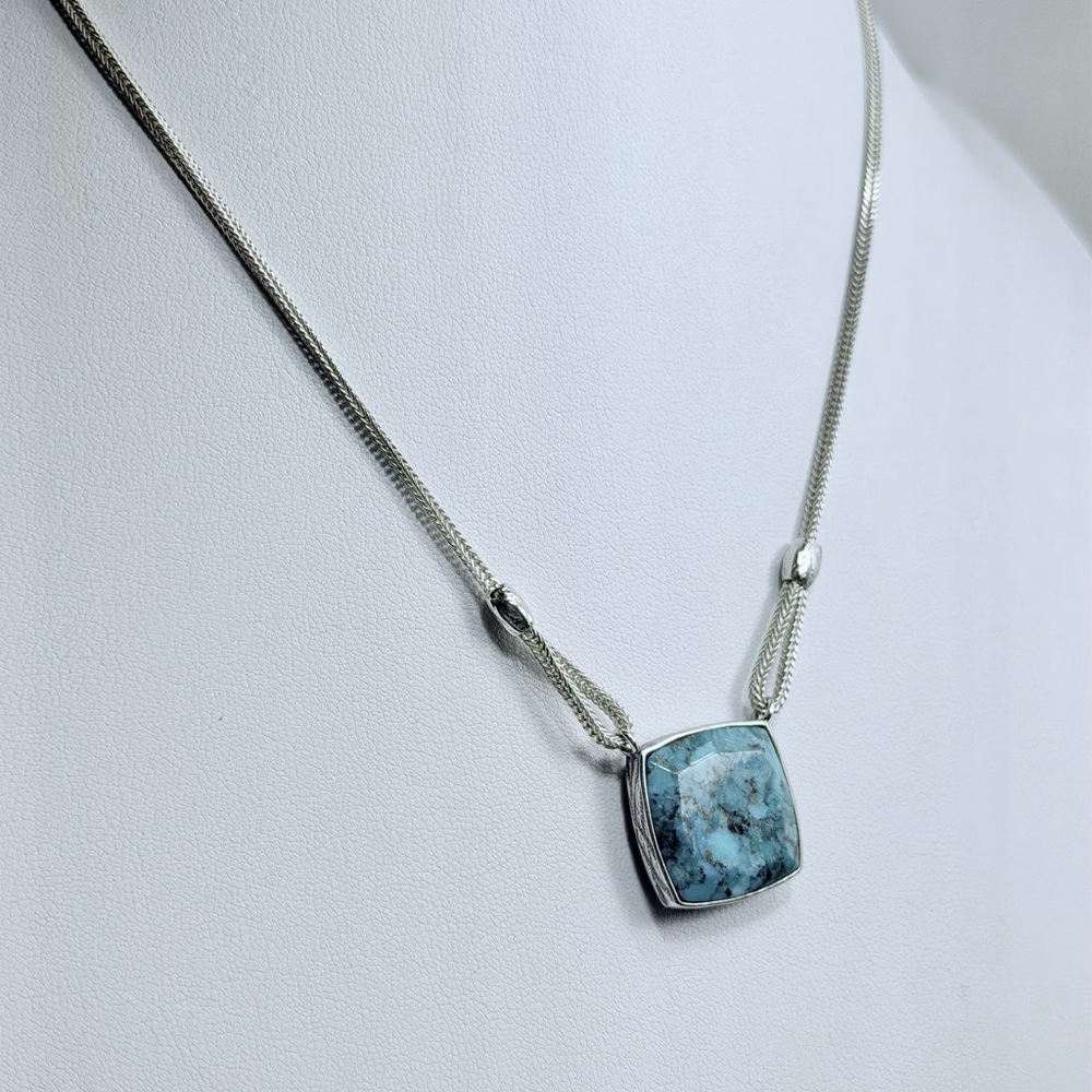 Silpada Sterling Silver Turquoise & Black Agate TRUE COLORS Dual-Sided Necklace